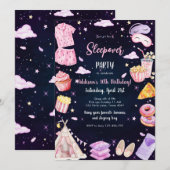 Sleepover Party Girl Spa Pink Birthday Invitation (Devant / Derrière)