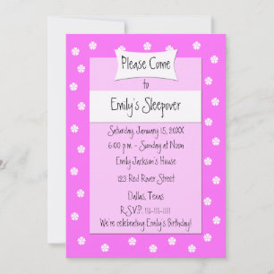 Sleepover Party Invitation Cute Rose Lit