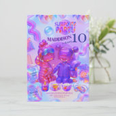 Sleepover Party Invitation | Girl Pajama Birthday (Debout devant)