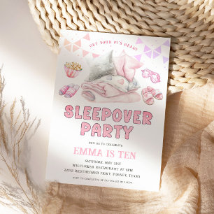 Sleepover Party Slumber Party Roze Meisje Verjaard Kaart