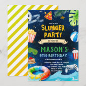 Sleepover Pool birthday party invitation (Devant / Derrière)
