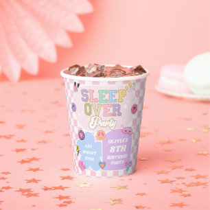 Sleepover Preppy Varsity Patch verjaardagsfeestje Papieren Bekers