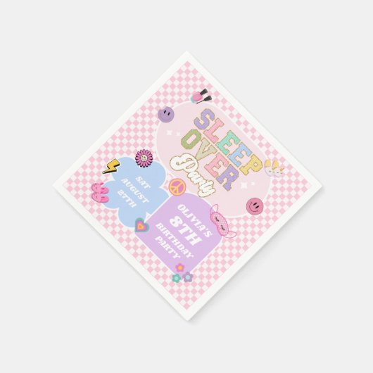 Sleepover Preppy Varsity Patch verjaardagsfeestje Servet (Hoek)