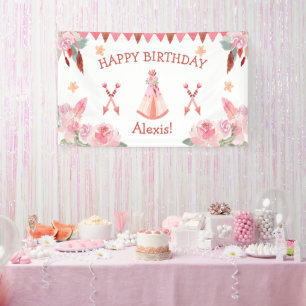 Sleepover Slumber Party Girl Pink Teepee Birthday Spandoek