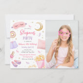 Sleepover Slumber Party Girl Spa Pink Birthday Inv Kaart (Voorkant)