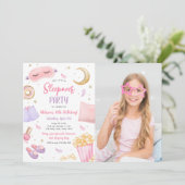 Sleepover Slumber Party Girl Spa Pink Birthday Inv Kaart (Staand voorkant)