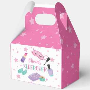 Sleepover slumber party roze paarse tween bedankdoosjes
