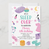 Sleepover slumber party roze paarse tween kaart (Voorkant)