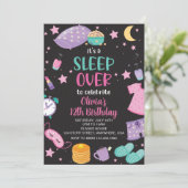 Sleepover slumber party roze paarse tween kaart (Staand voorkant)