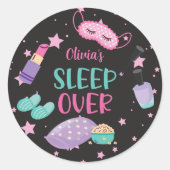 Sleepover slumber party roze paarse tween papier p ronde sticker (Voorkant)