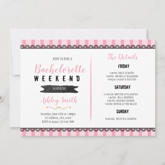 Sleepover Theme Bachelorette Uitnodiging voor reis (Voorkant)