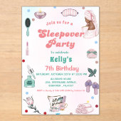 Sleepover Verjaardag Pamper Party Verjaardag Acryl Uitnodigingen (Voorkant)