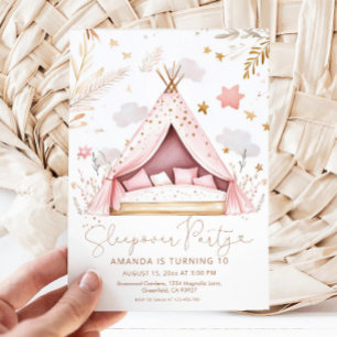 Sleepover verjaardagsfeestje kaart