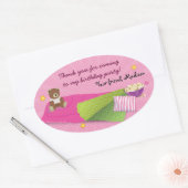 Sleepover verjaardagsfeestje ovale sticker (Envelop)