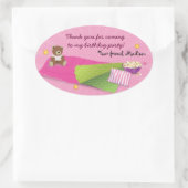 Sleepover verjaardagsfeestje ovale sticker (Tas)