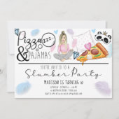 Sleepover Verjaardagsfeestje Pizza & Pyjama Kaart (Voorkant)