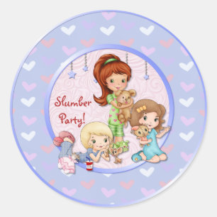 Sleepover Vrienden Slumber Plezier Ronde Sticker