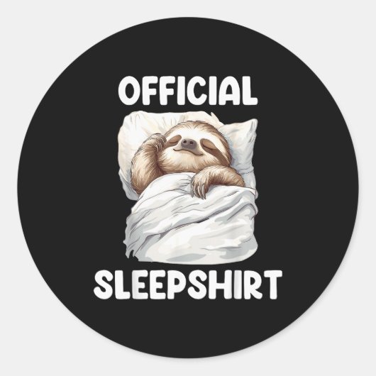 Sleepshirt Cute Sleeng Sloth Animal Lovers Pajama Ronde Sticker (Voorkant)