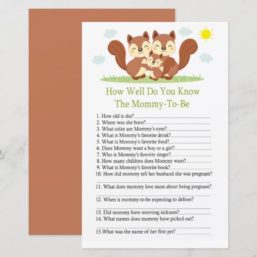 Sleepvos Hoe goed ken je het baby shower? (Voorkant / Achterkant)