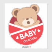 Sleepy Baby Bear Baby À Bord Sticker Voiture (Feuille)