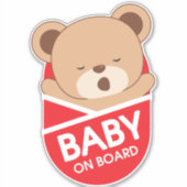 Sleepy Baby Bear Baby À Bord Sticker Voiture (Devant)