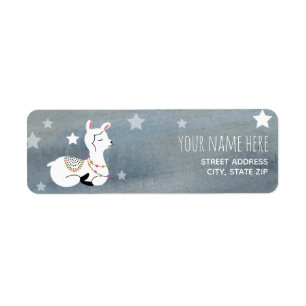 Sleepy Baby Llama Waterverf Baby shower Etiket