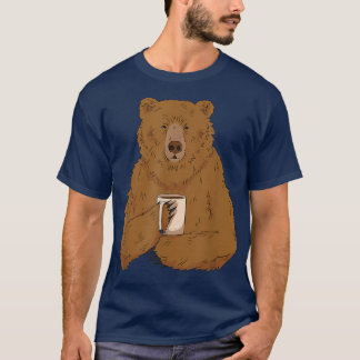 Sleepy Bear Coffee Morning Funny Animal 1849 T-shirt