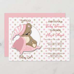 Sleepy Beer Baby Girl Shower Kaart
