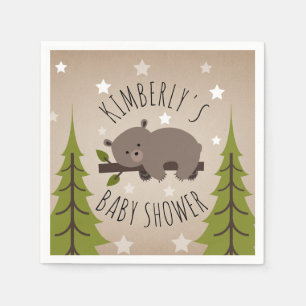 Sleepy Beer Stars + Trees Baby shower Servetten