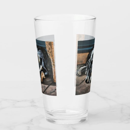 Sleepy Border Collie Glass Cup Glas (Links)