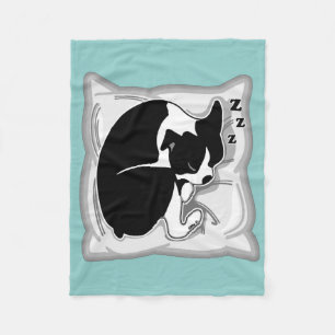 Sleepy Boston Terrier Fleece Blanket