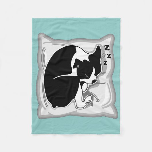 Sleepy Boston Terrier Fleece Blanket Deken (Voorkant)