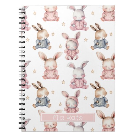 Sleepy Bunny Rabbits Custom Notitieboek (Voorkant)