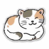 Sleepy Calico Black & oranje Cat Sticker (Voorkant)