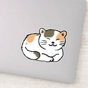 Sleepy Calico Black & oranje Cat Sticker