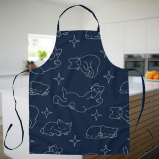 Sleepy Cat Apron – Whimsical Cat Pattern Schort