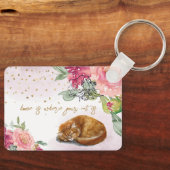 Sleepy Cat Cute Oranje Kitten Girl Pet Lover Sleutelhanger (Voorkant)