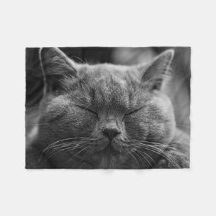Sleepy Cat Face Photograpy Fleece Deken
