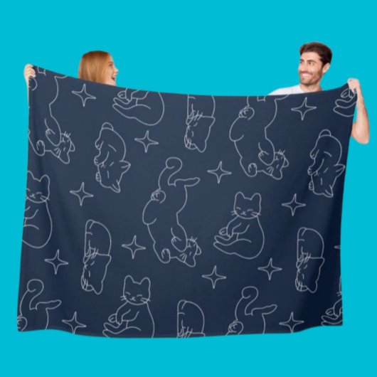 Sleepy Cat Fleece Blanket – Cozy Cat Pattern Deken