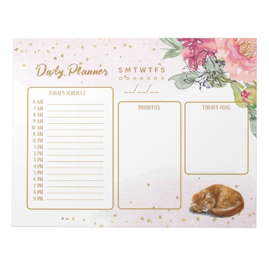 Sleepy Cat Gorgeous Daily Planner Notitieblok (Voorkant)