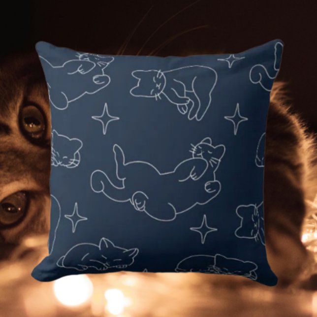 Sleepy Cat Lover Throw Pillow – Cozy Pattern Kussen (Creator heeft geüpload)