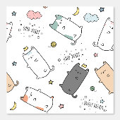 Sleepy Cat pattern for Your Kid Room Behang (Voorkant)