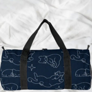 Sleepy Cat Small Duffel Bag – Napping Cat Pattern Plunjezak