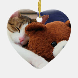 Sleepy Cat Teddy Bear Keramisch Ornament