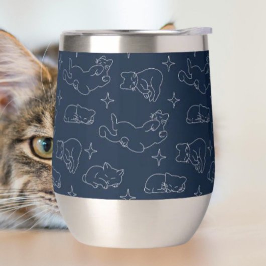 Sleepy Cat Thermal Wine Tumbler – Napping Cat