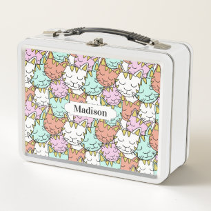 Sleepy Cats Pattern aangepaste naam lunchboxen