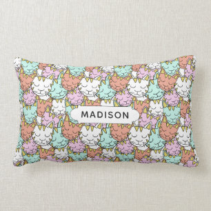 Sleepy Cats Pattern aangepaste naam werpt kussens