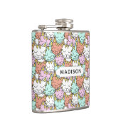 Sleepy Cats Pattern aangepaste naamflessen Heupfles (Rechts)