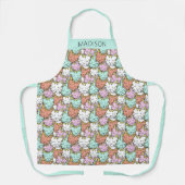 Sleepy Cats Pattern, aangepaste naamvensters Schort (Voorkant)