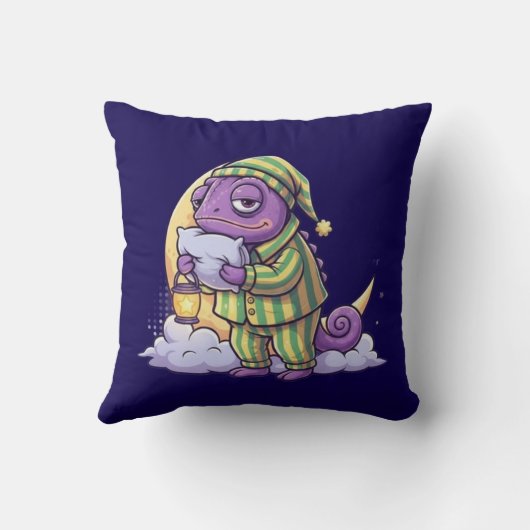 Sleepy Chameleon Wall Clock – Dreamy & Whimsical T Kussen (Achterkant)